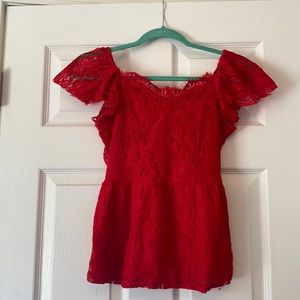 Red Lace Blouse